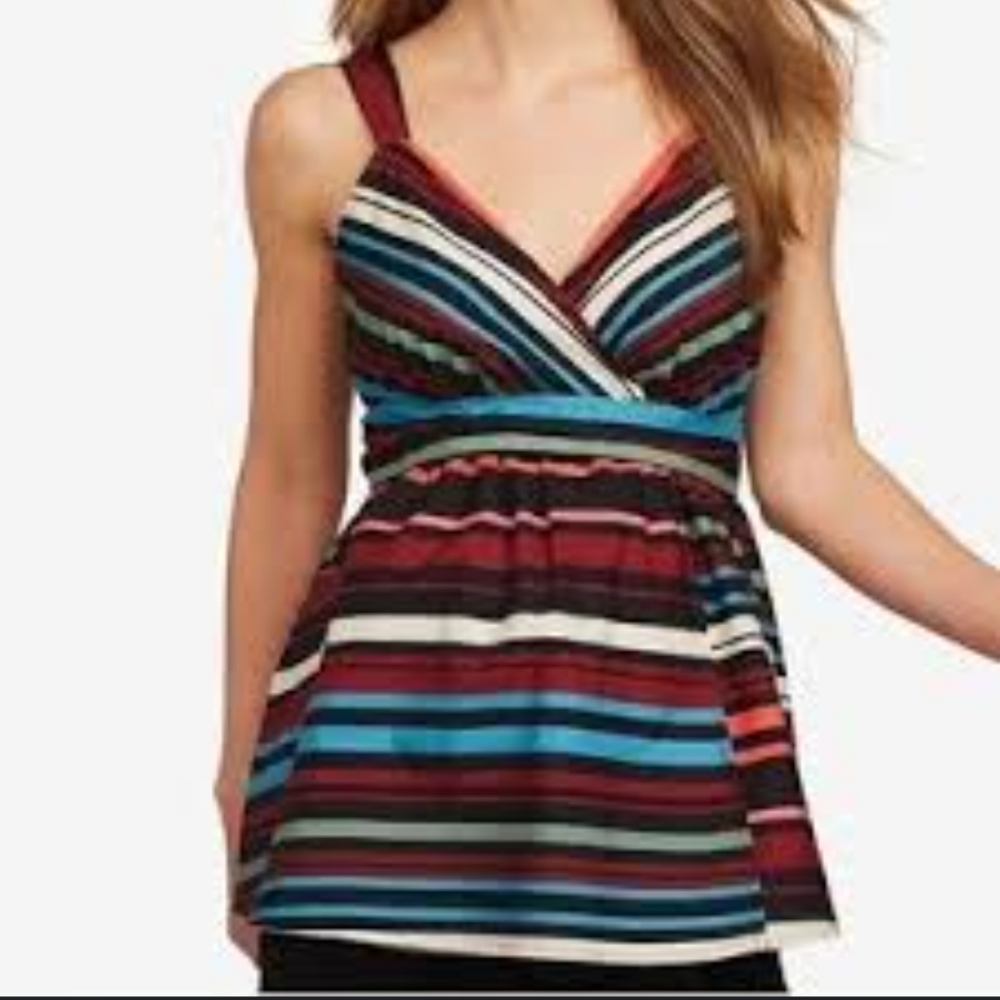 Motherhood Maternity Striped Faux Wrap Top - Size Large NWOT